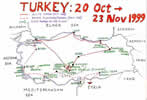 Route map 1, 20th October - 23rd November 1999 [35.7Kb]