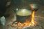 CLICK FOR FULLSIZE IMAGE Mmmmm dinner - back in the warmth of the tent after a day spent with the herd 