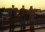 CLICK FOR FULLSIZE IMAGE Dad, John and Toby as we set out on a digesting stroll, sun sinking, moon up 