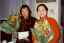 CLICK FOR FULLSIZE IMAGE Zhou and Wu Laoshi with flowers from Class B5 (Intensive) 