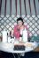 CLICK FOR FULLSIZE IMAGE President Zaya with Mongolian milk products - before the morning party 